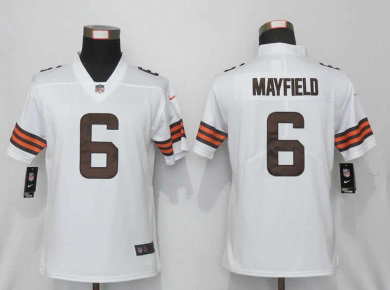 Women Nike Cleveland Browns 6 Mayfield White Vapor Limited Jersey,We sell and wholesale Women Nike Cleveland Browns 6 Mayfield White Vapor Limited Jersey on line form chian!
